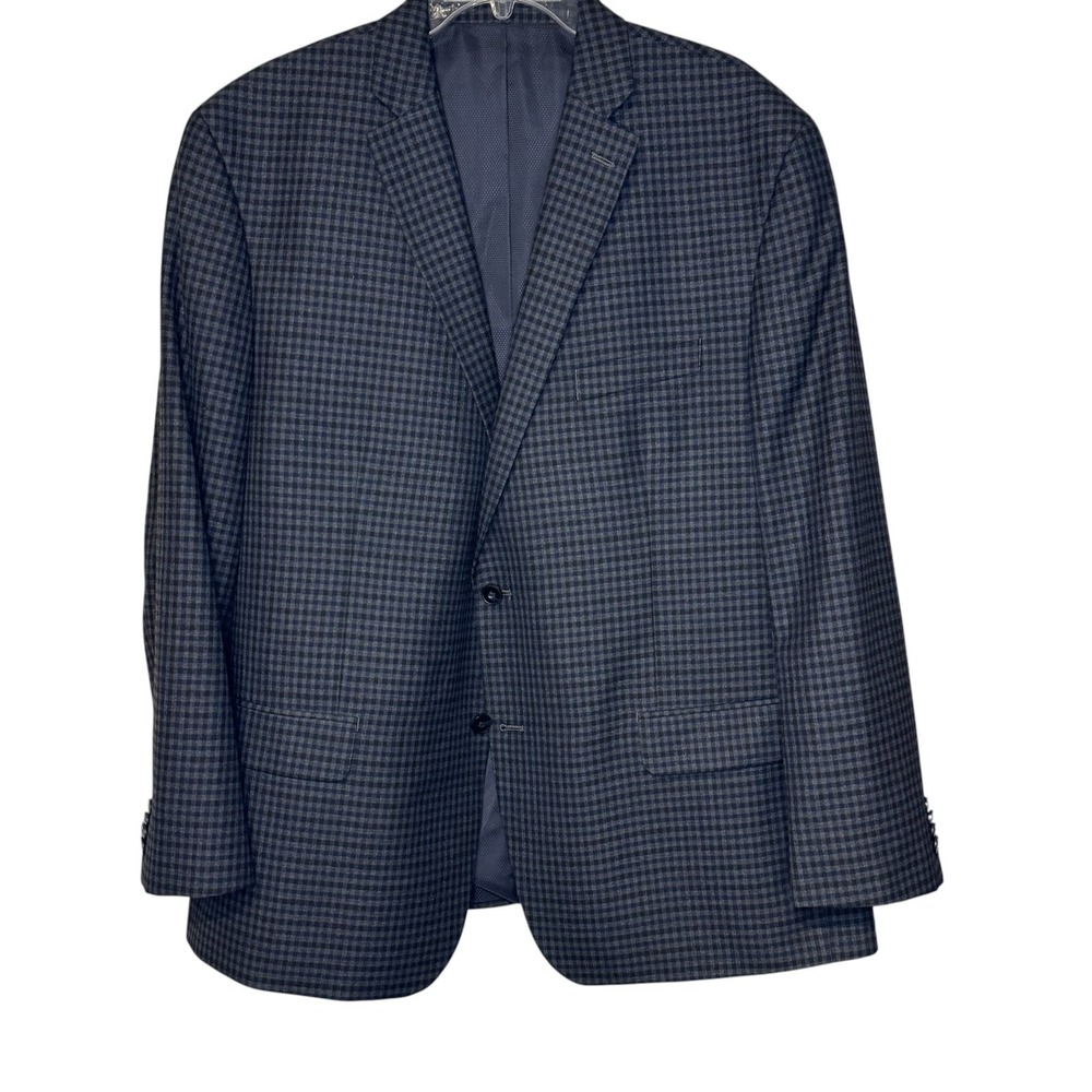 Michael Kors Mens Sport Coat Blazer Gingham Check Double Vent Preppy 48R